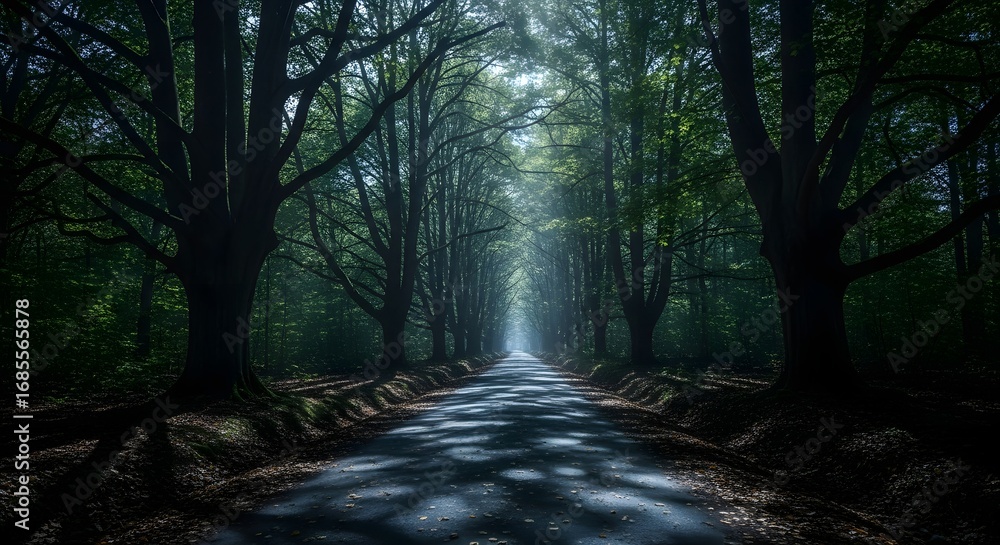 Obraz premium Rural Path Under Full Moon