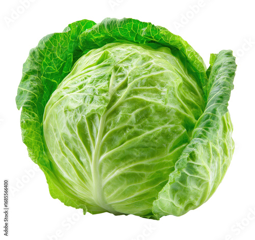 Close-up of a head of fresh green cabbage