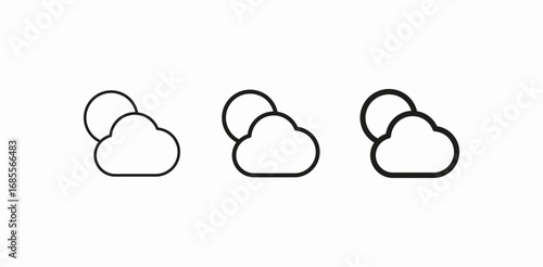 cloud over sun icon sign vector