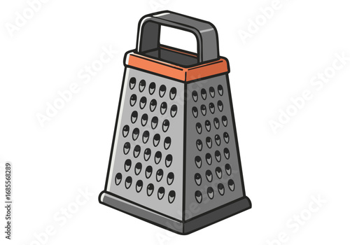 A playful illustration of a cheese grater, playfully titled 'Cheese Shred Craft'. Clean, modern design with a pastel background. Ideal for food, kitchen, or design projects.