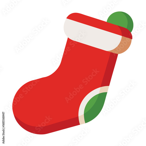 Festive christmas stocking illustration with colorful details