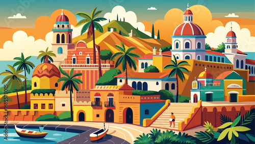 Cartagena de Indias, Colombia shines with fortified walls, colorful colonial houses, cobblestone streets, and Caribbean charm, embodying a blend of Spanish heritage and maritime history.