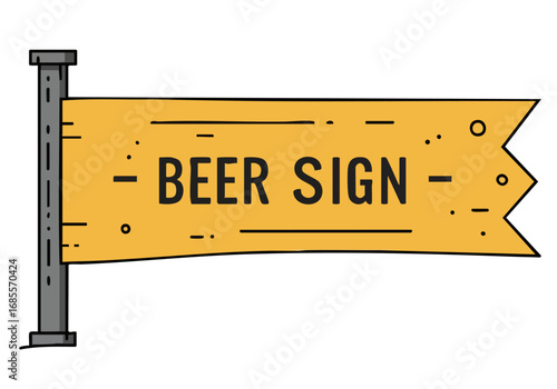 A stylized banner sign reads 'Beer Sign' with a rustic, banner design. Perfect for beer-related promotions and designs. Clean, modern illustration.