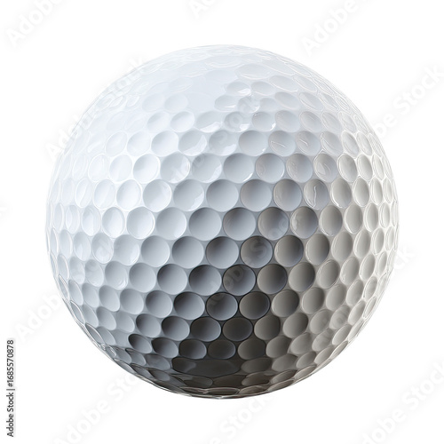 Close-up of a white golf ball.  Features dimpled surface (1)