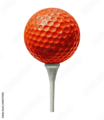 Close-up of an orange golf ball on a tee (2)