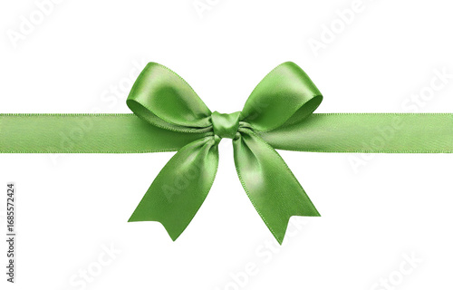 A vibrant lime green satin ribbon bow on a horizontal band