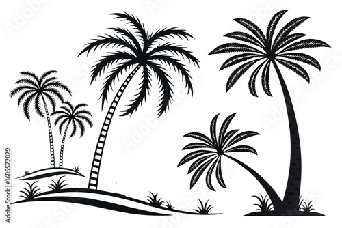 set of vector palms tree silhoutte 