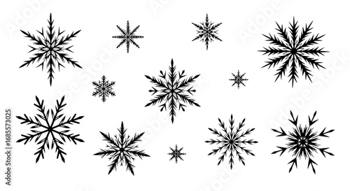 Delicate and intricate snowflakes gracefully dance against a backdrop of serene beauty, offering a glimpse into the exquisite patterns of winter's embrace. Each individual snowflake.