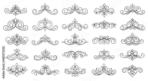Exquisite collection of vintage decorative ornaments. It could be used to enhance a design. vector illustration