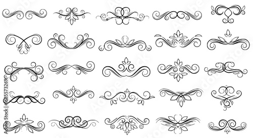 Intricate ornaments and decorative elements collection, carefully arranged to showcase their beauty and versatility. vector illustration