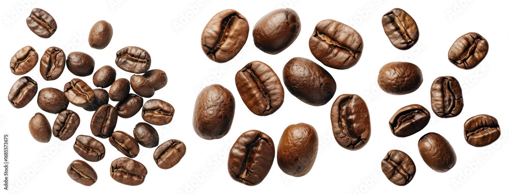 Obraz premium PNG Rich aromatic roasted coffee beans, element set on transparent background