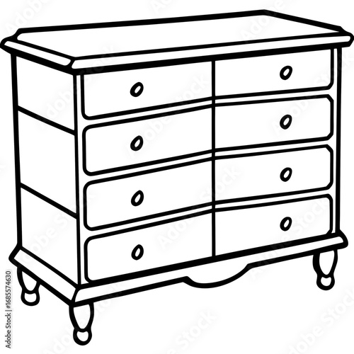 Minimalist Drawer Line Art Vector