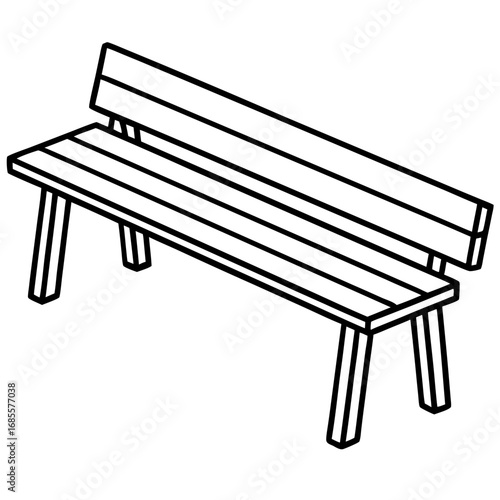 Minimalist Wooden Bench Line Art