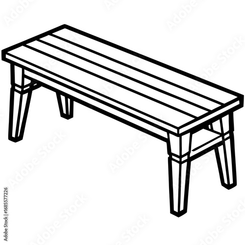 Minimalist Wooden Bench Line Art