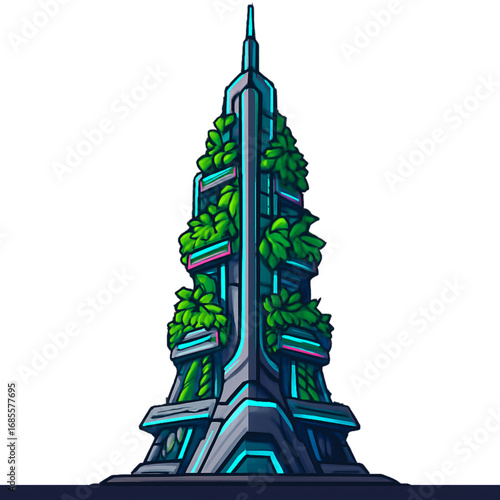 Futuristic Vertical Garden Skyscraper Incorporating Sustainable Green Architecture and Bio-Integrated Design