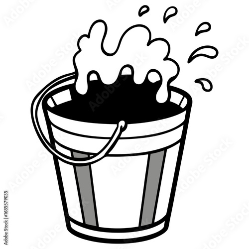 Bucket with soapy water, cleaning and washing