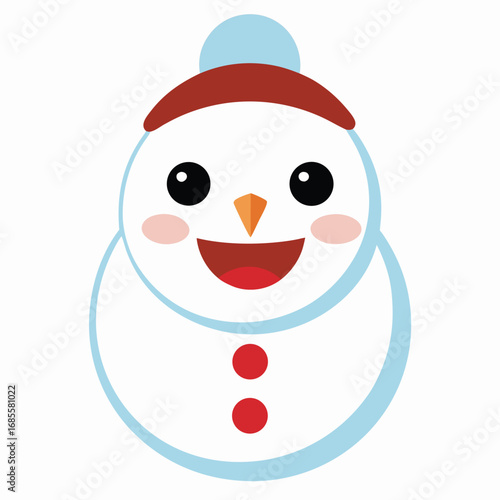 Festive christmas snowman face illustration with colorful elements