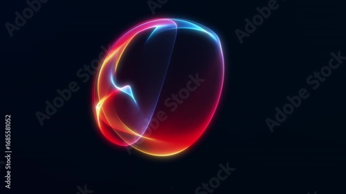 Minimal glowing sphere with smooth gradient light on dark background, modern abstract 3D animation in 4K.