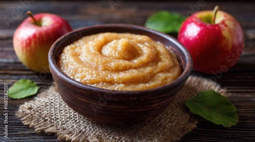 Fresh Apple Puree: Organic Baby Food in a Charming Bowl for a Delicious Childhood Diet