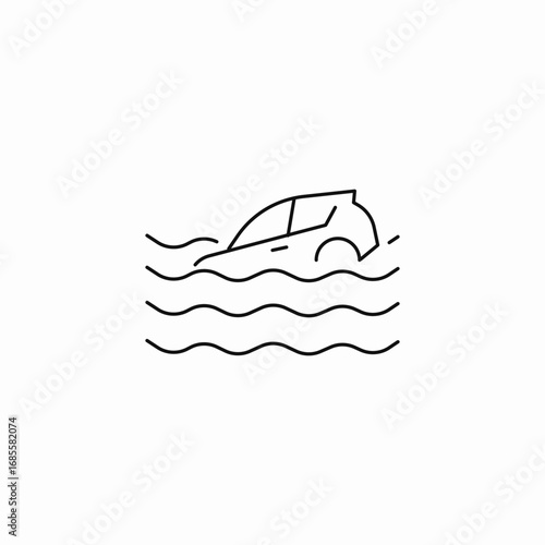 car in flood icon sign vector