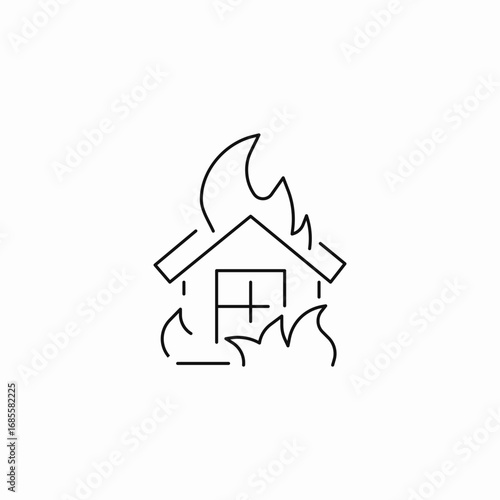 house on fire icon sign vector