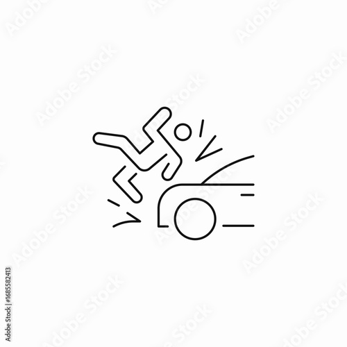 person hit by car icon sign vector
