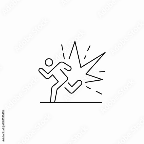 person running explosion icon sign vector