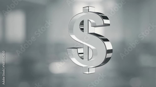 Dollar sign spinning slowly against soft focus background, highlighting financial dynamics, investment strategies, and economic complexities of modern monetary systems