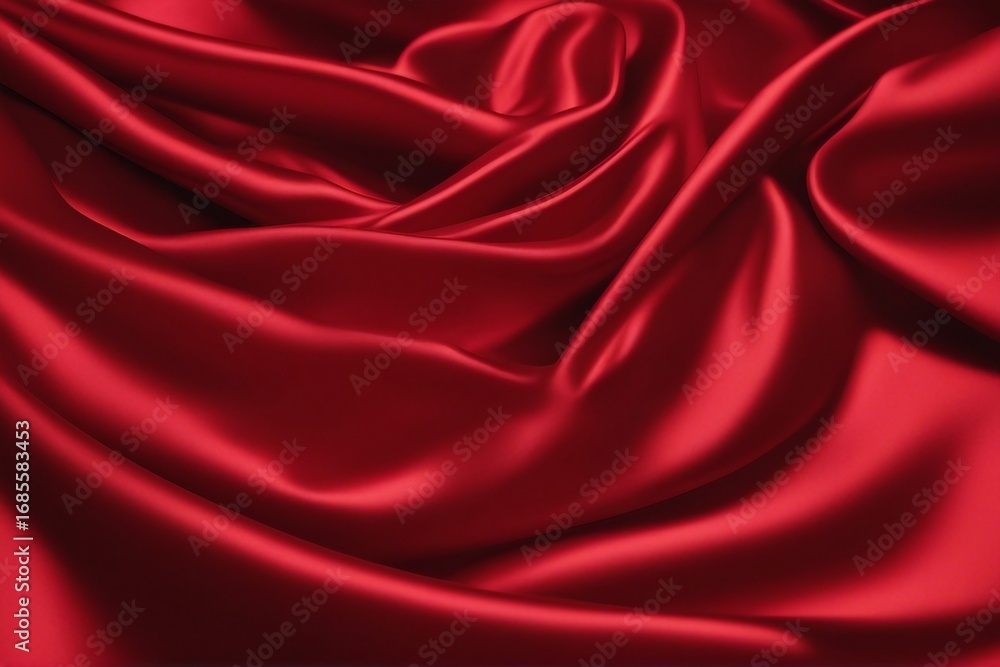 Fototapeta premium Luxurious Red Satin Fabric Background with Smooth and Shiny Texture. Generative AI
