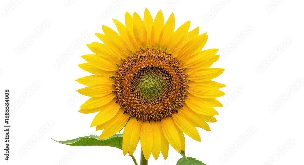 Obraz premium Radiant Sunflower Blossom on a Clean White Background, Nature's Simple Beauty