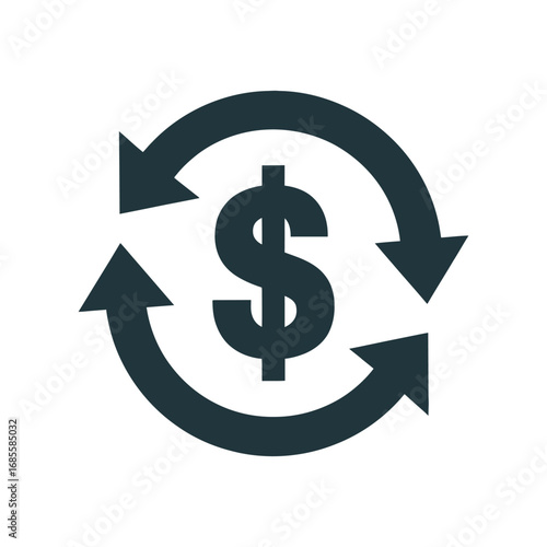 Money Circulation, Financial Flow, Cash Recycling, Economic Cycle, Dollar Icon