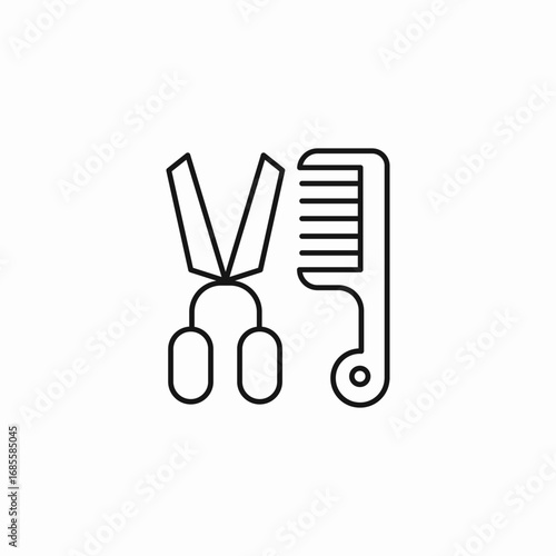 scissors and comb icon sign vector