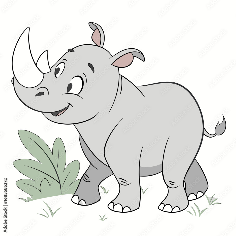 Naklejka premium cartoon rhino cartoon