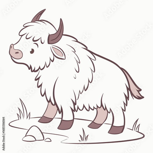 vector illustration of cartoon Yak