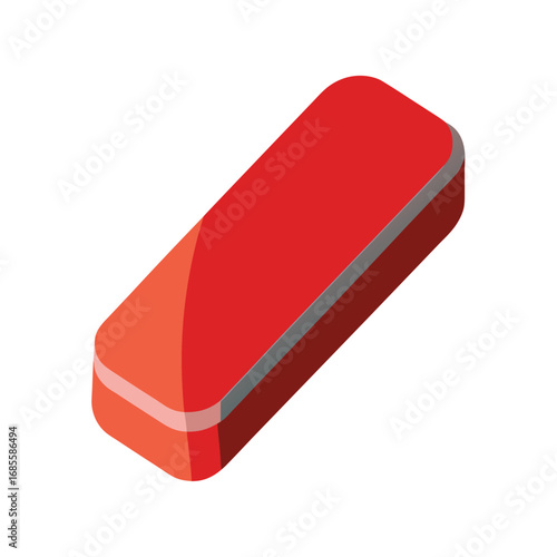 3D Red Eraser Icon stationery office