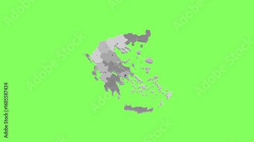 3D map illustration of Greece on green background	