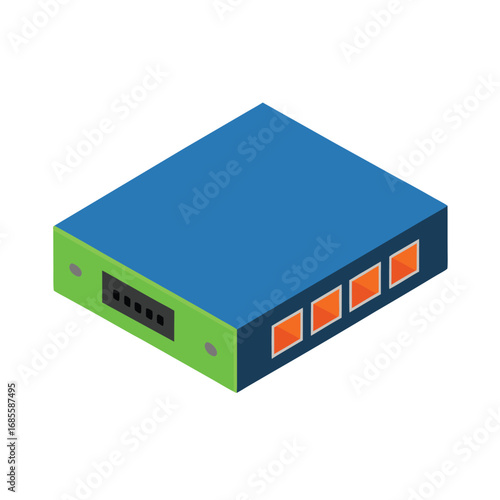 Blue and Green Network Switch router modem