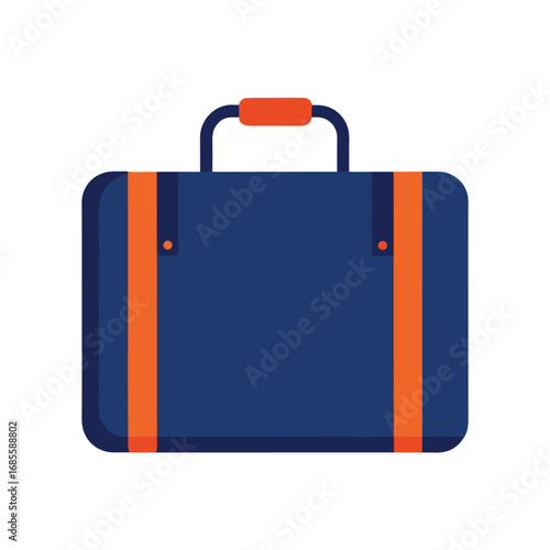 Blue and Orange Suitcase on White Background Keywords: suitcase, luggage, travel, bag, baggage