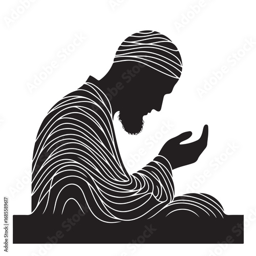 Muslim man in prayer silhouette religious devotion and peace