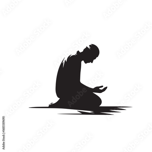 Muslim man in prayer silhouette religious devotion islamic tradition