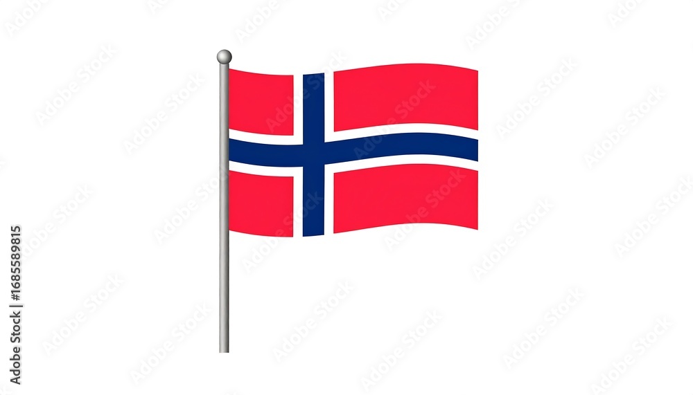 Fototapeta premium Simple illustration of a waving Norwegian flag