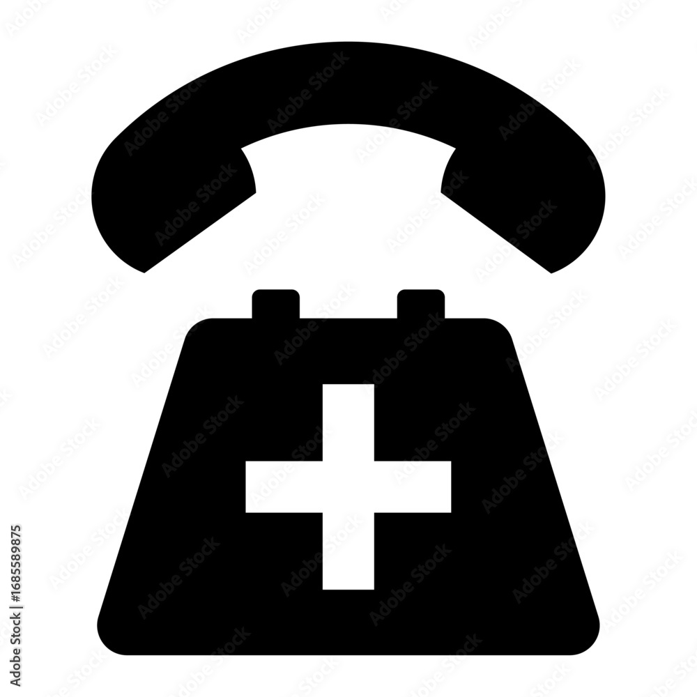 Obraz premium Medical Emergency Phone Icon – Hospital Hotline Symbol