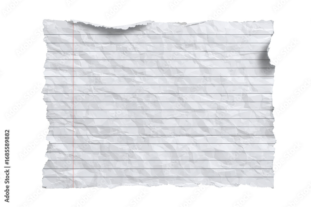 Fototapeta premium blank lined paper notebook paper with torn edges isolated on transparent background, note paper message office business tag sign