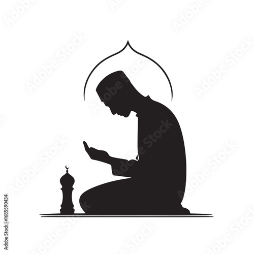 Silhouette of a muslim person in prayer vector design
