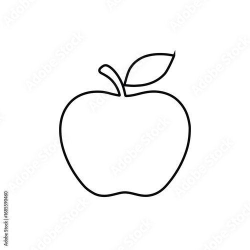 Red apple with leaf on white background vector illustration