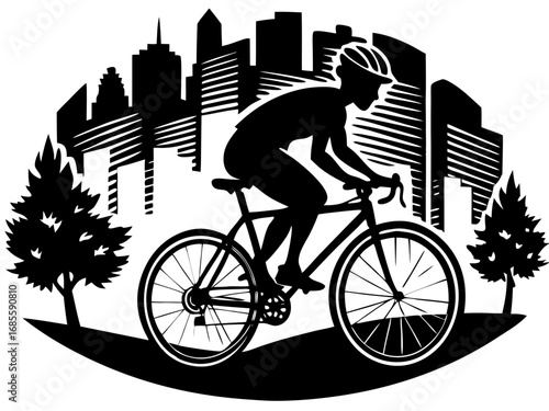 Urban Cyclist Cityscape Silhouette