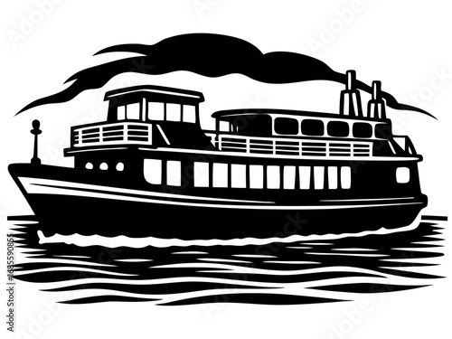 Vintage Paddle Boat Illustration
