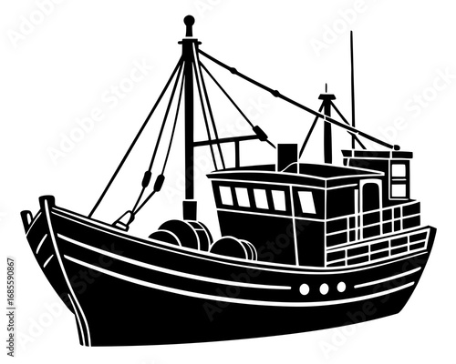 Fishing Boat Silhouette Design