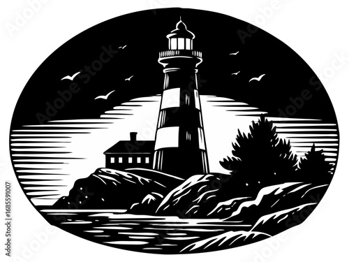 Coastal Lighthouse Silhouette