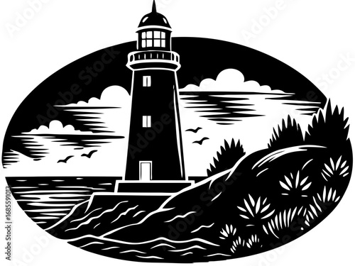 Coastal Lighthouse Silhouette
